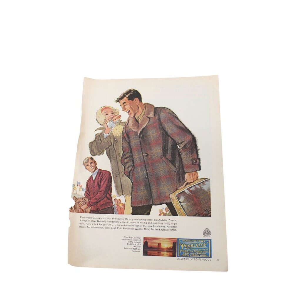 1965 Pendleton Woolen Mills Wool Print Advertisement 94082
